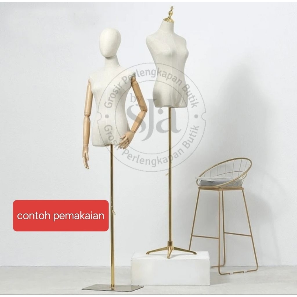 Kaki Manekin Gold / Tiang Besi Patung / Tiang Manekin / Plat Manekin