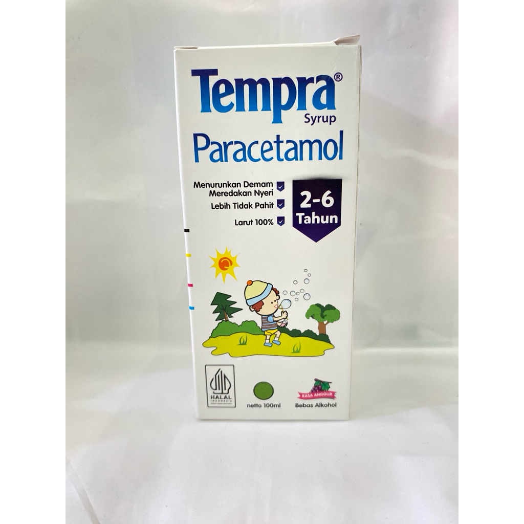Tempra Sirup Rasa Anggur 100ml - Paracetamol 160mg/5ml, Meredakan Nyeri Ringan, Menurunkan Demam, Un
