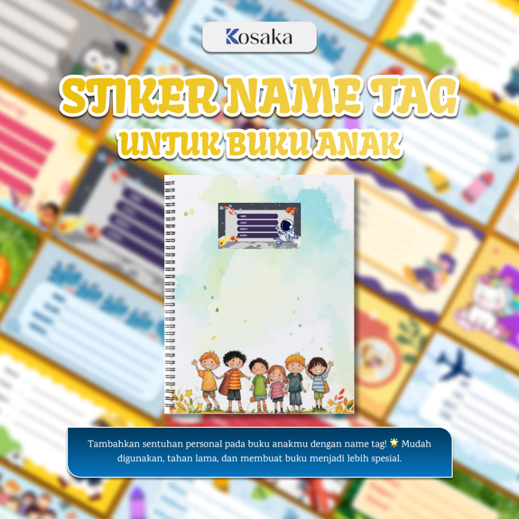 STIKER NAME TAG UNTUK BUKU ANAK | LABEL NAMA BUKU TULIS ANAK - LABEL SAMPUL | STIKER CUSTOM NAMA (IS