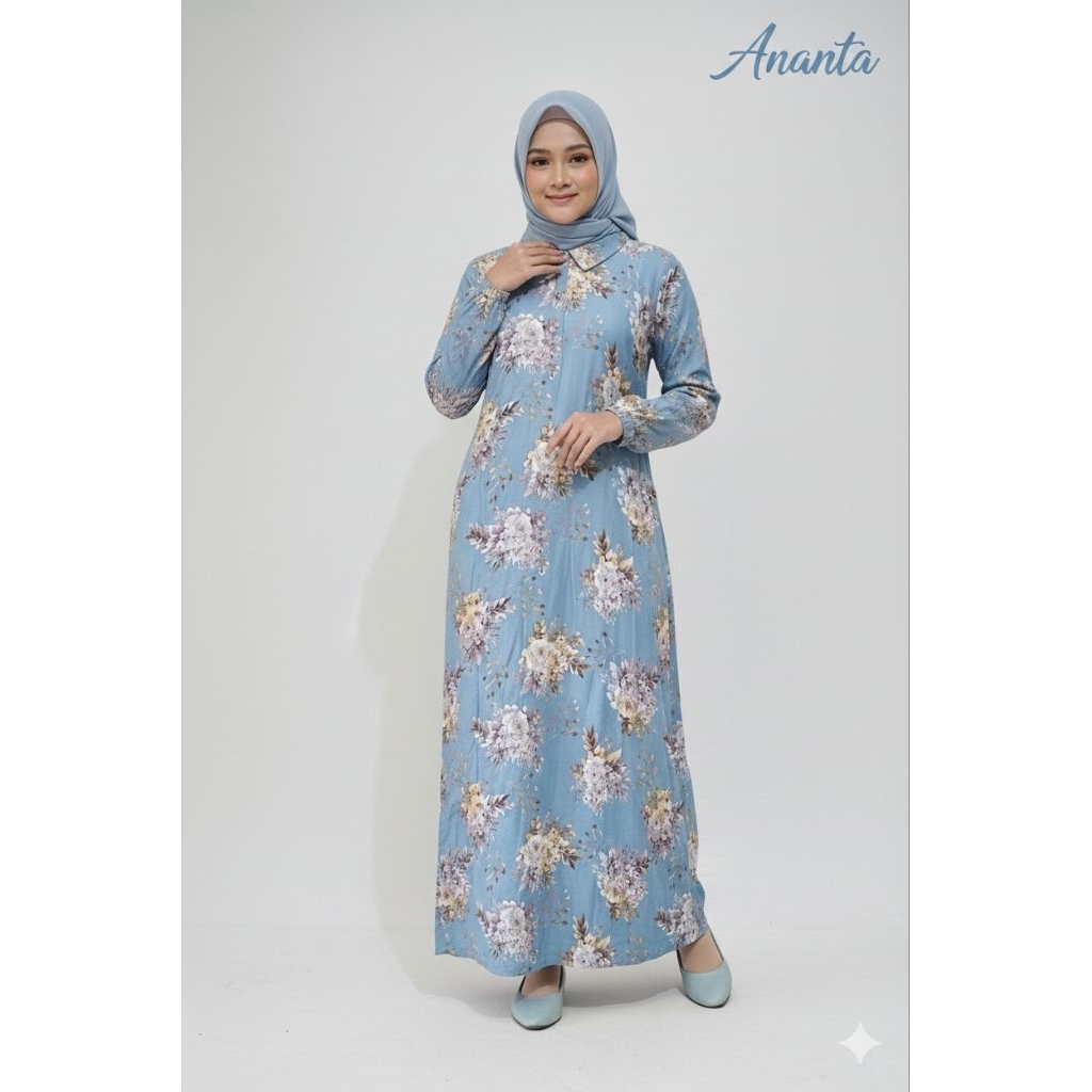 Gamis Katun Rayon Adem Bermotif