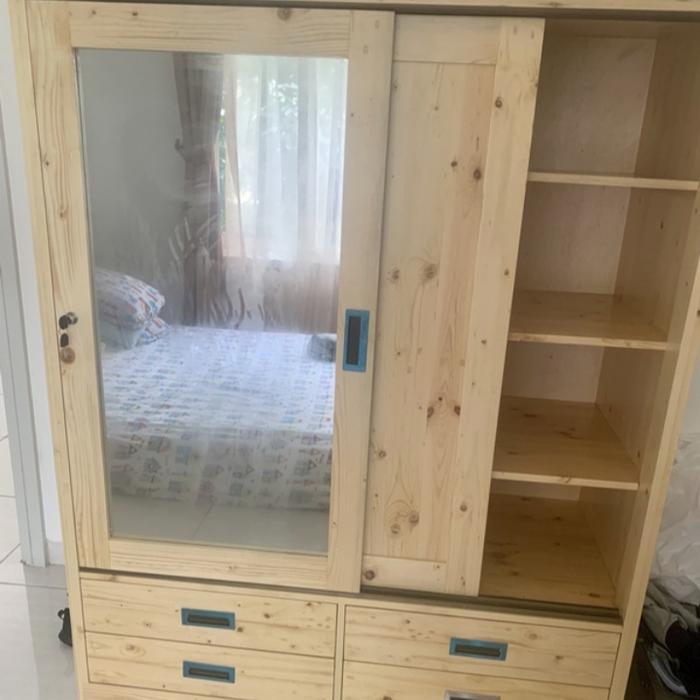 lemari pakaian/lemari pakaian 2pintu geser bahan kayu jati belanda