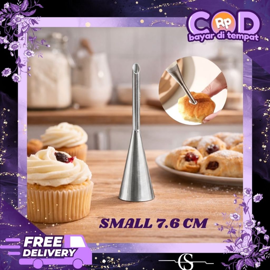 Spuit Filling Kue Stainless Steel SMALL 7.6 x 1.5cm – Nozzle Isi Krim Donat & Choux Anti Karat
