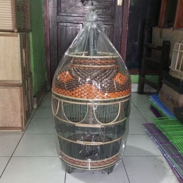 KANDANG BURUNG PERKUTUT ROTAN RAJUT SINTETIS - SANGKAR BURUNG