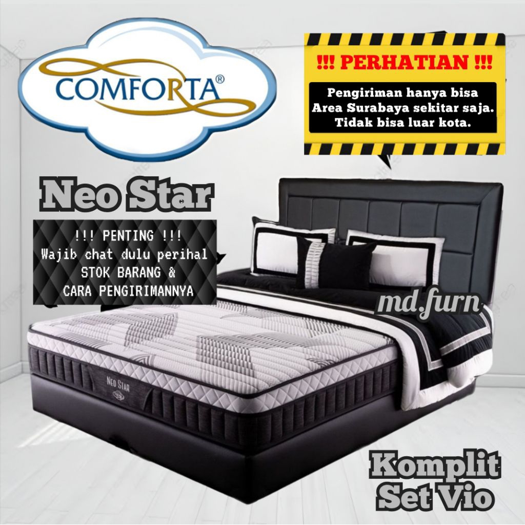 Komplit Set Vio dll + Springbed Comforta Neo Star ( Kasur + Dipan + Sandaran ) 90 / 100 / 120 / 140 
