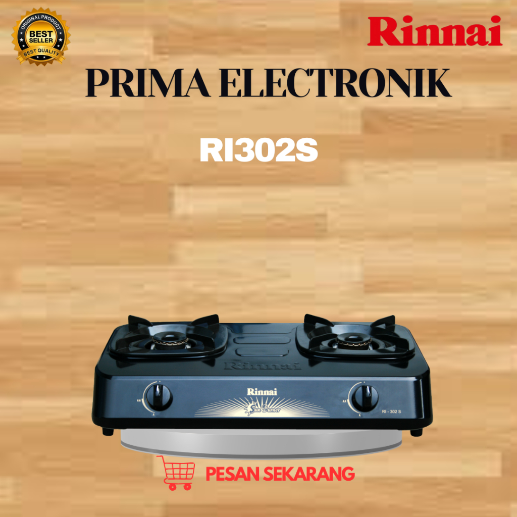 RINNAI KOMPOR GAS 2 TUNGKU RI 302S KOMPOR RI 302 S/RI302S/RI-302S/RI 302 S/ORIGINAL RINNAI /GARANSI