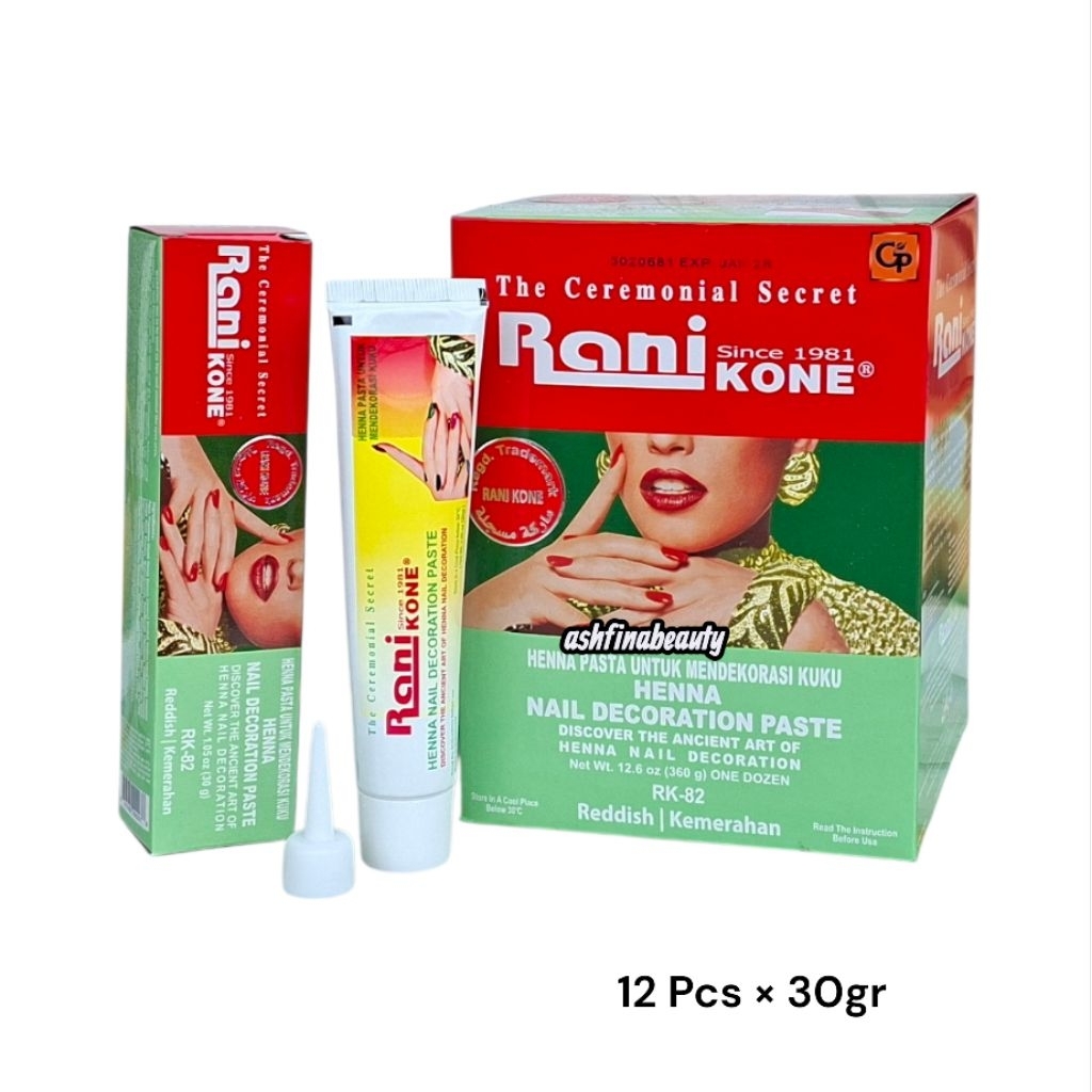 [Grosir 12 Pcs] Henna Rani Kone RK82 Kuku Dekorasi Pasta Merah 30 gr - Art, Kutek, Polish Red