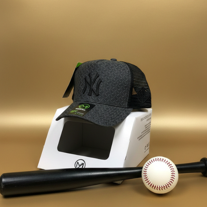 Topi Baseball Logo NY Besi Black Katun Twill Unisex Adjustable Lingkar 58-60cm