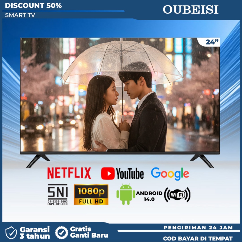 OUBEISII TV  24/25 inch Smart TV LED  Android 11.0 FHD