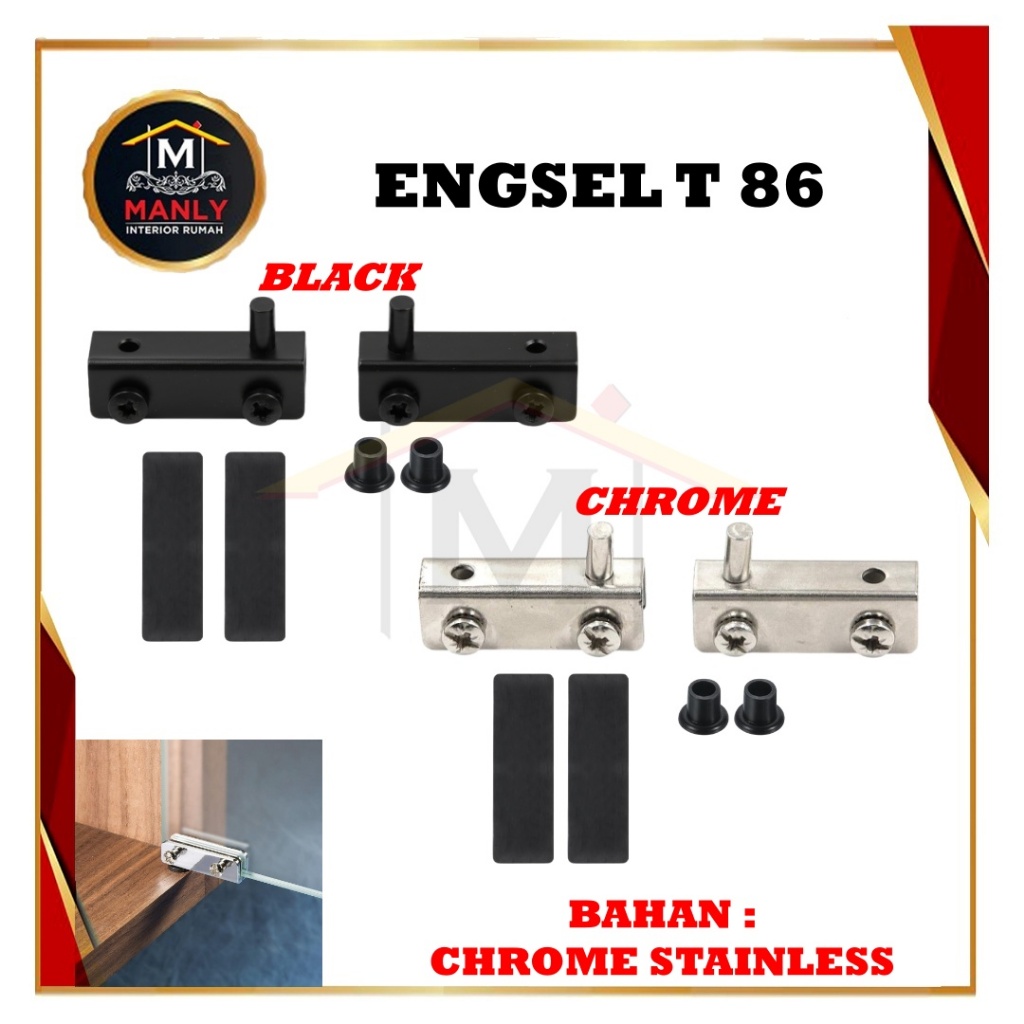 Engsel Kaca Jepit 10 mm Engsel Pivot Jepit Kaca T86 Pivot Hinge Glass Door