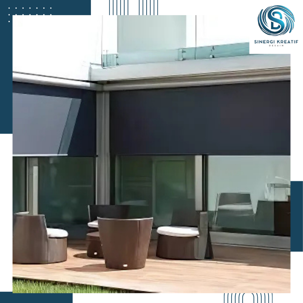 Tirai Gulung Outdoor / Suntex Blinds / Tampias Air Hujan