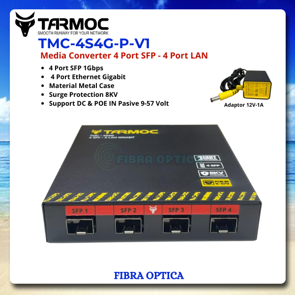 Ethernet Fiber Switch 4 SFP 4 LAN Gigabit | Media Converter FO