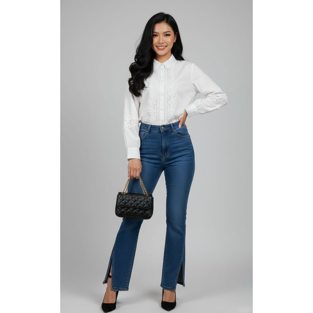 Atasan Kemeja Blouse Mix Renda Import Terbaru/Fashion wanita Kekinian