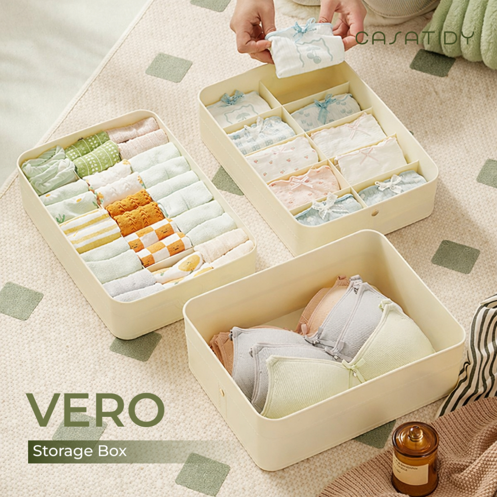 CASATIDY - Vero Storage Box / Kotak penyimpanan pakaian Lemari baju celana pakaian dalam jilbab keru