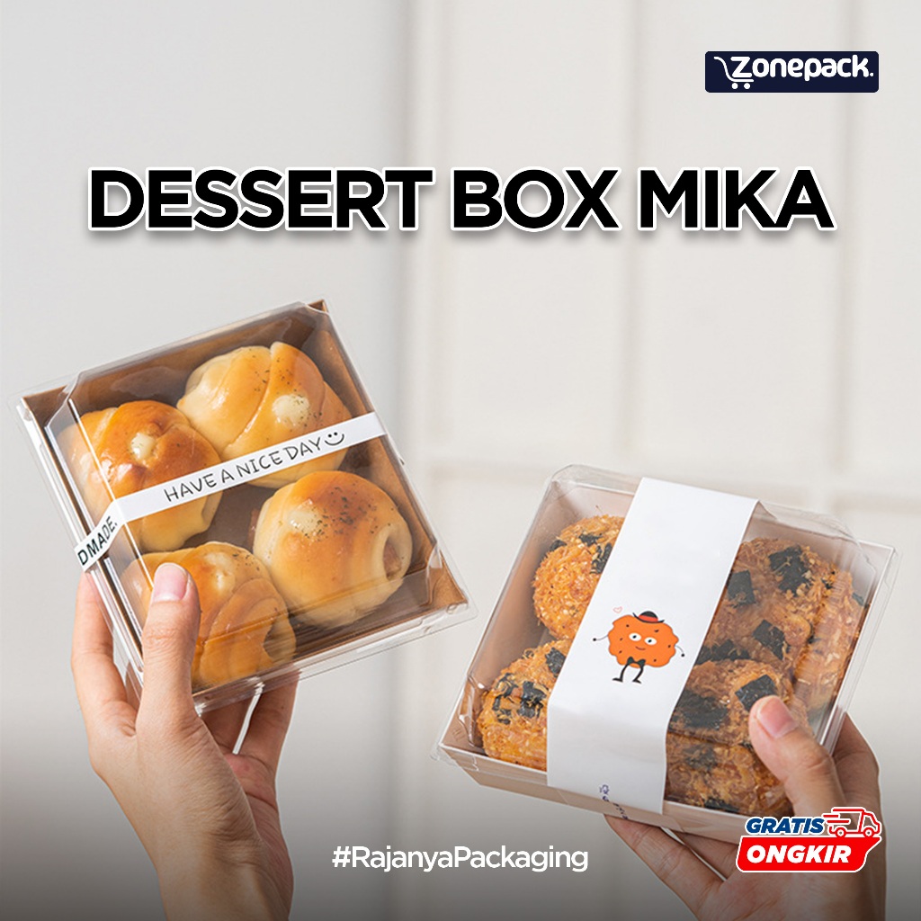 Box Mika Mini Cake Dessert | Box Milk Bunds Bolu Gulung Donut | Paperbox Kotak Roti Burger Cake Brow