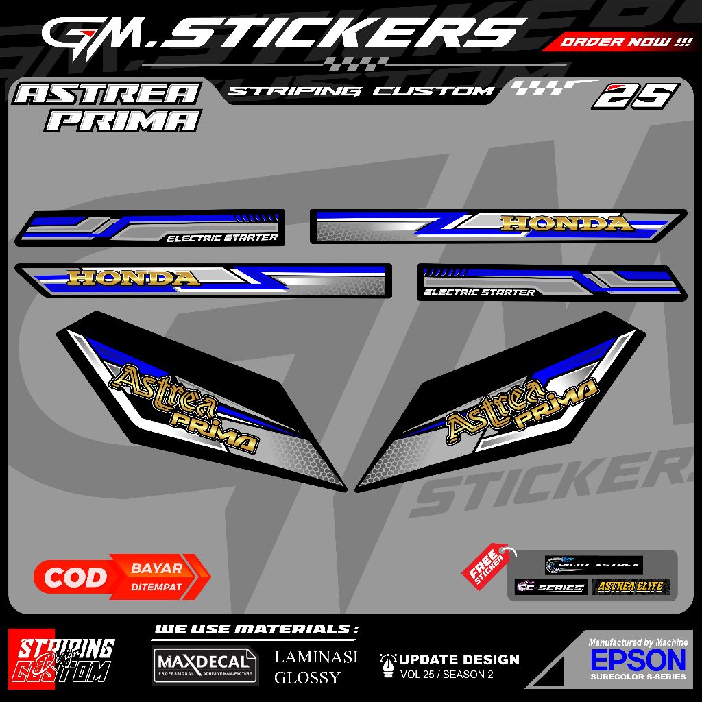 STRIPING STIKER VARIASI HONDA ASTREA PRIMA STAR DREAM THAILAND K41