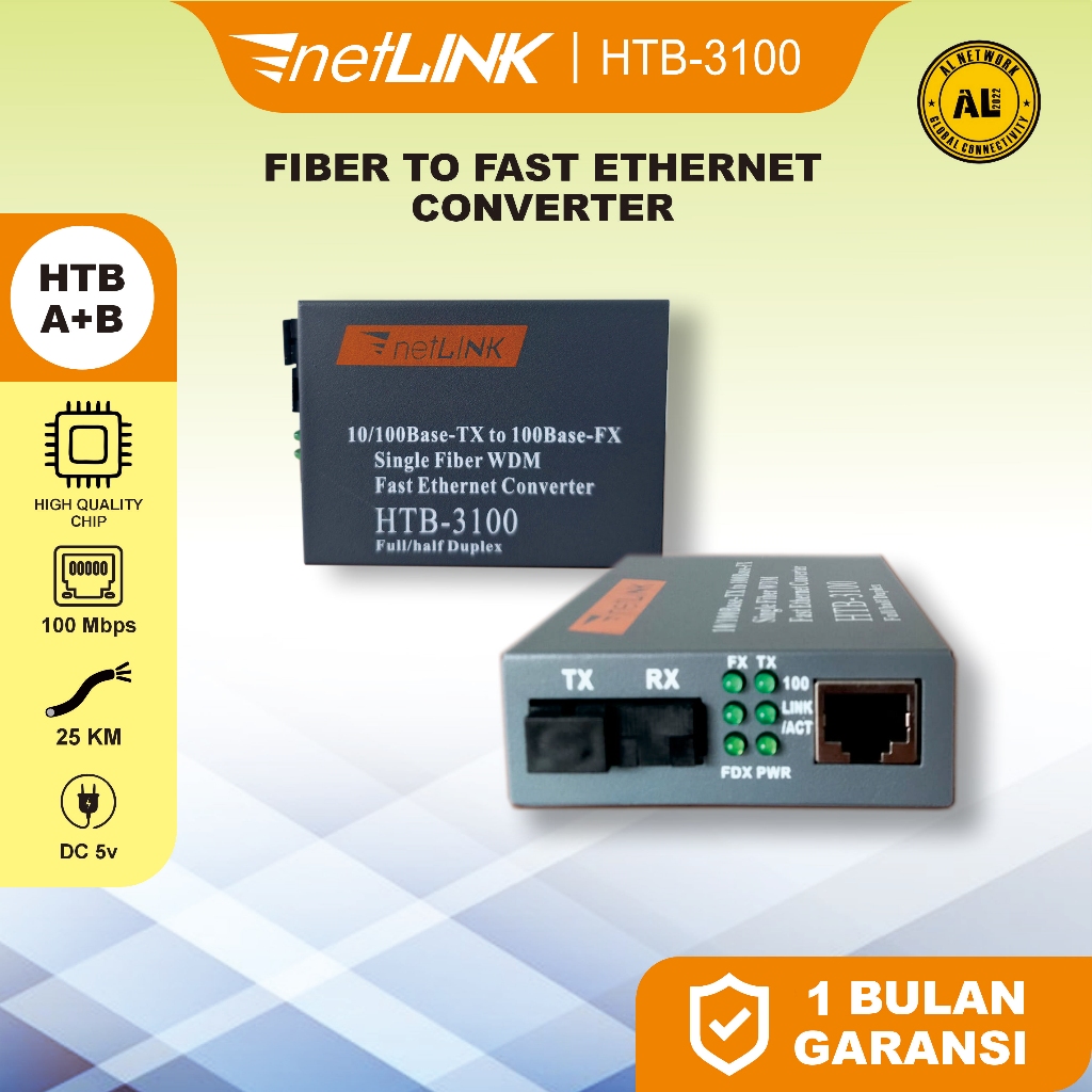 Netlink HTB 3100 Fast Gigabit Ethernet Converter to Fiber Optic/Optical Media Converter  A+B / 2 FO 
