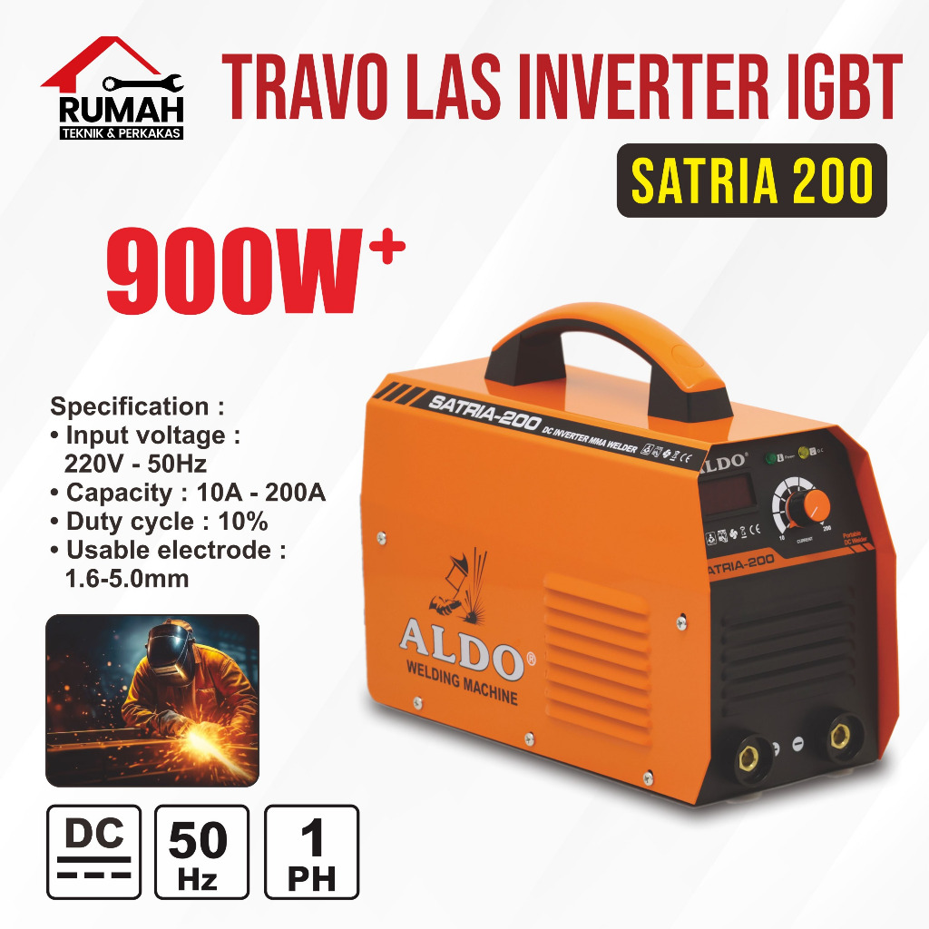 TRAVO LAS INVERTER IGBT SATRIA 200 ALDO / Mesin Las Listrik Inverter IGBT 900 Watt / Welding Machine
