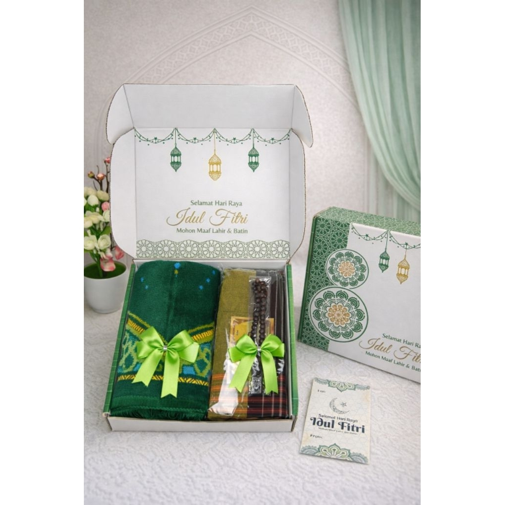 Hampers Premium Alat Sholat Pria / Hampers Lebaran / Ramadhan Paket Sarung dan Sajadah Tebal