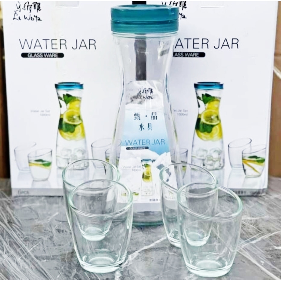 Teko Kaca set / Pitcher set ( 1 Pitcher 1000 ml + 4 Gelas 125 mL )