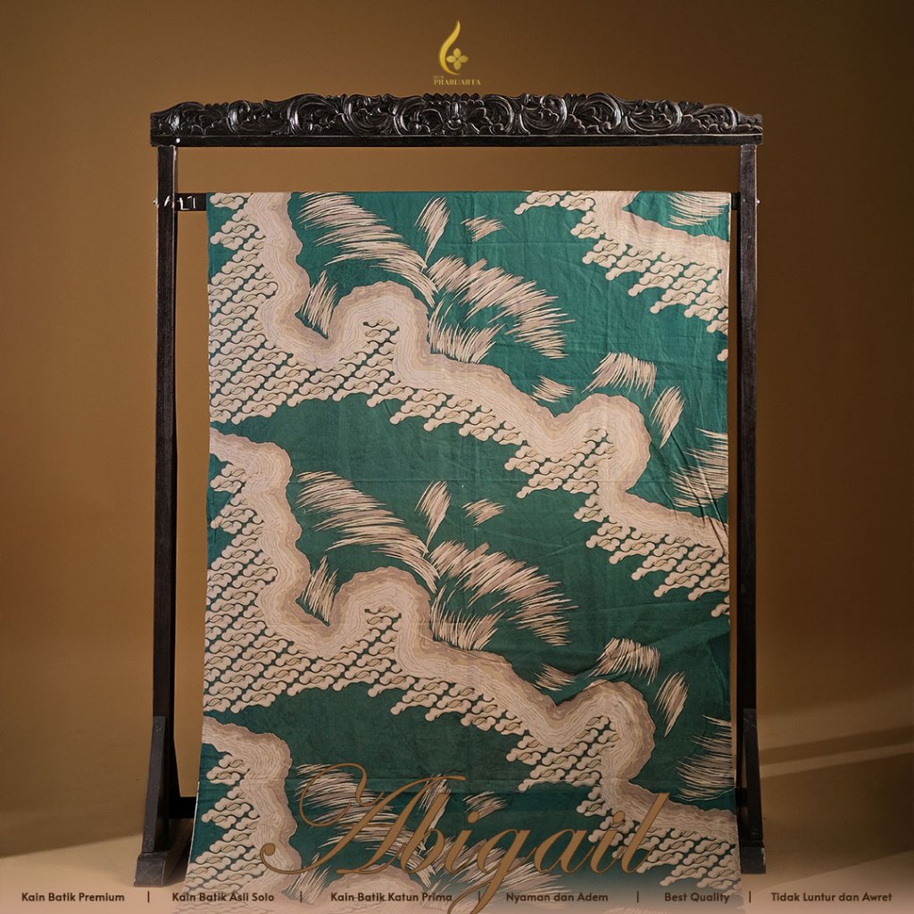 Batik Prabuarta - Kain Batik Solo Modern Premium Abigail Hijau Emerald Bahan Batik Katun Motif Gelap