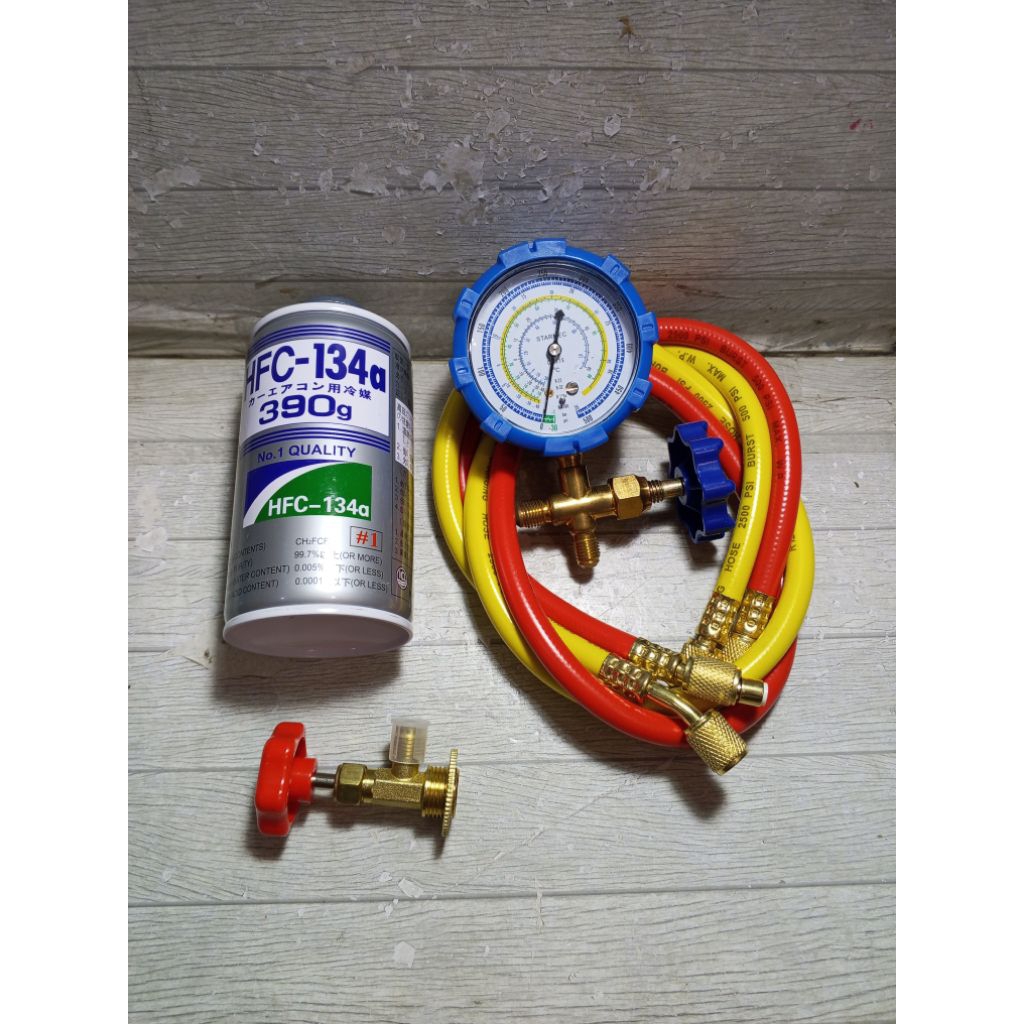 Paketan alat pengisian Freon kulkas R134a