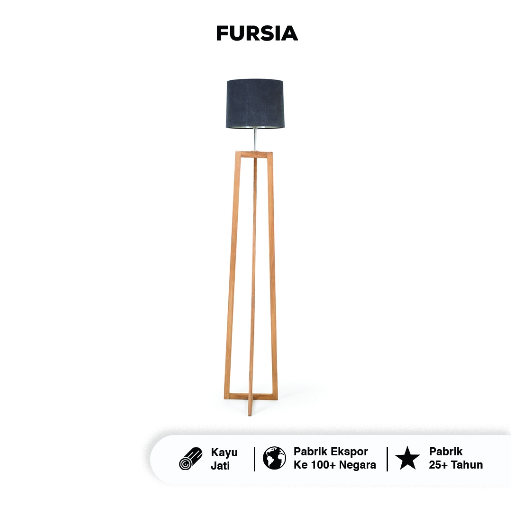 FURSIA Aster Standing Lamp Teak Wood Furniture Export Quality Mebel Kayu Jati Kualitas Ekspor Lighti