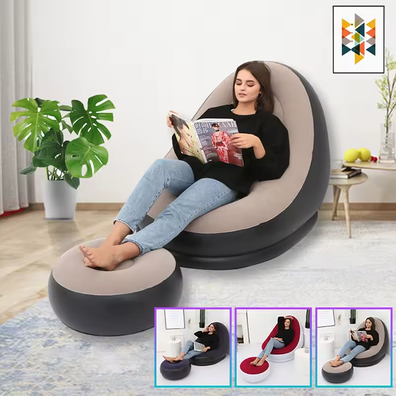 Sofa Malas Lazy Bean Bag Inflatable dengan Bantalan Kaki