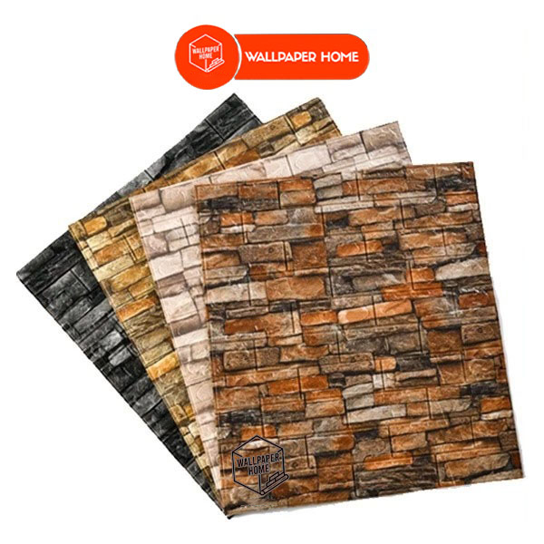 WALLPAPER HOME (Paket 5 Pcs) Dinding 3D Foam Motif Batu Alam 70 X 70 CM