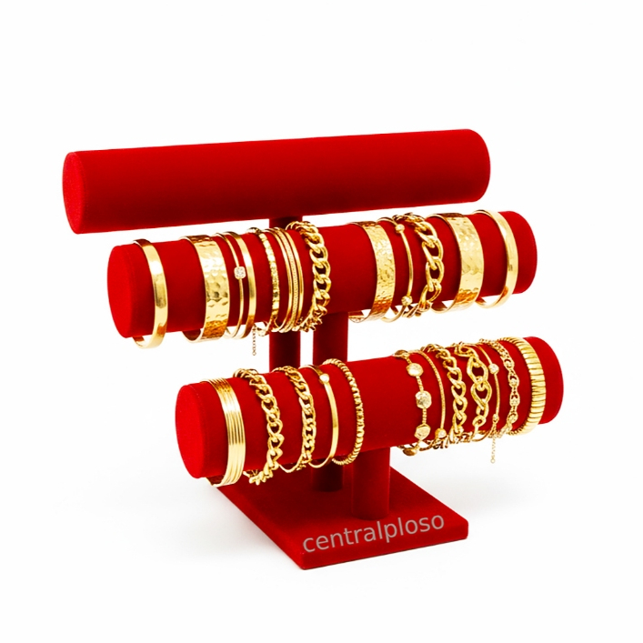 Display Gelang 3 Susun Beludru Tempat Pajangan Gelang Toko Jewellery Bracelet Stand