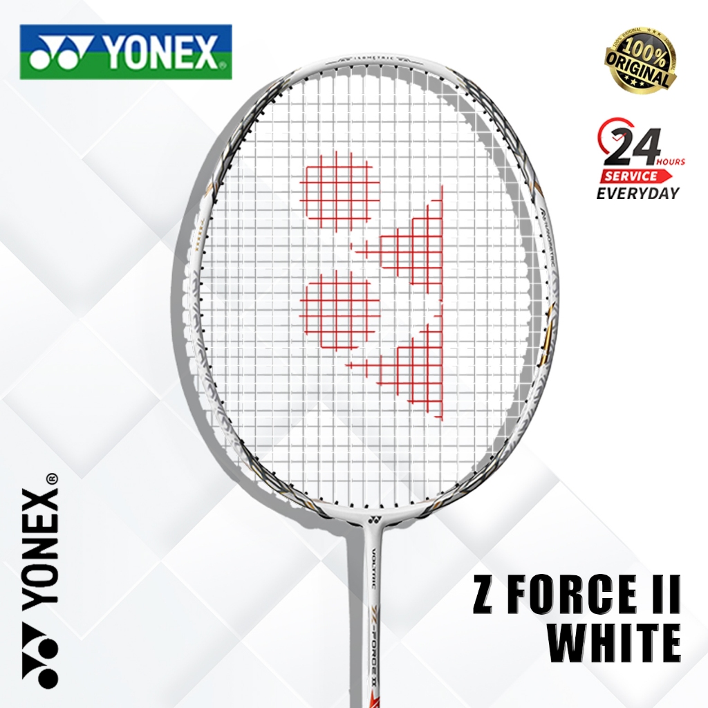 Bulu-tangkis Racket-Badminton VOLTRIC Z FORCE II WHITE Karbon Lengkap Individu 4U 26Lbs 83g Made In-