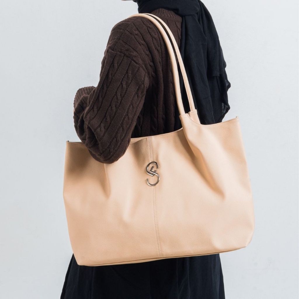 SAFITRI Totebag Wanita  - Aradelle Bag - Tas Berbahan Kulit PU Wanita Luas Tas Kuliah Tas Kerja