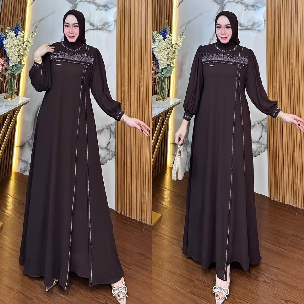 Karina Dress Wanita Kekinian Gamis Lebaran 2026 Model Gamis Terbaru Baju Muslim wanita Dewasa