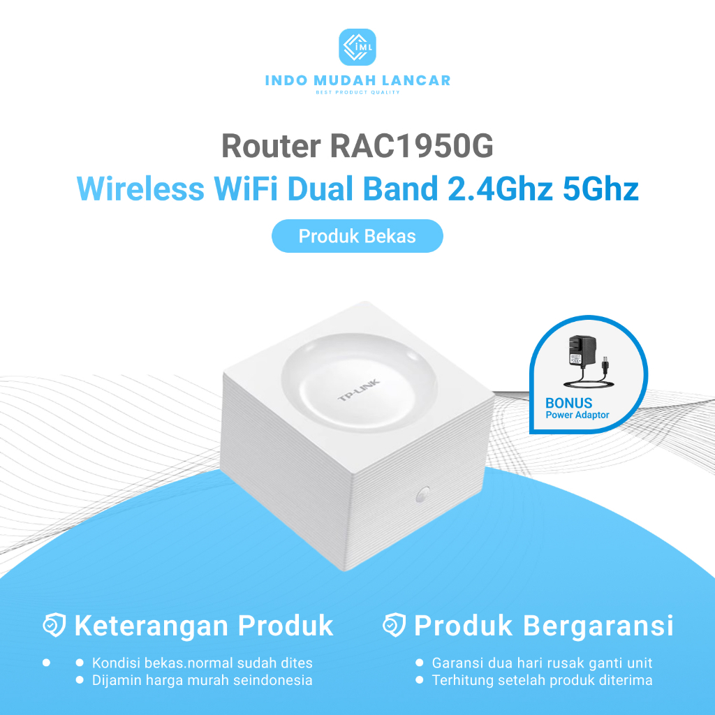 Router TP-Link TL-RAC1950G Dual-Band 2.4Ghz 5Ghz Bekas Original Bonus Adaptor