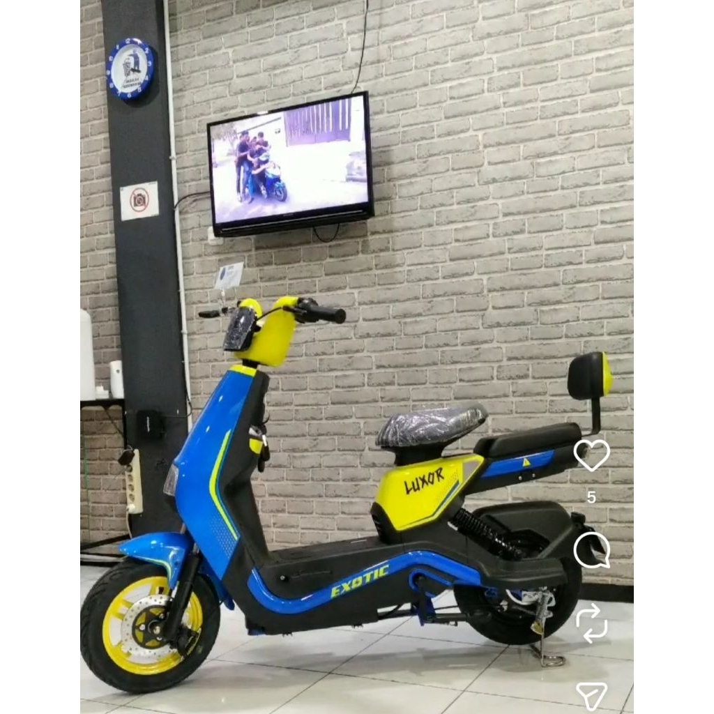 Sepeda Listrik Exotic Luxor yellow blue biru Sepeda listrik termurah sepeda listrik anak sepeda list