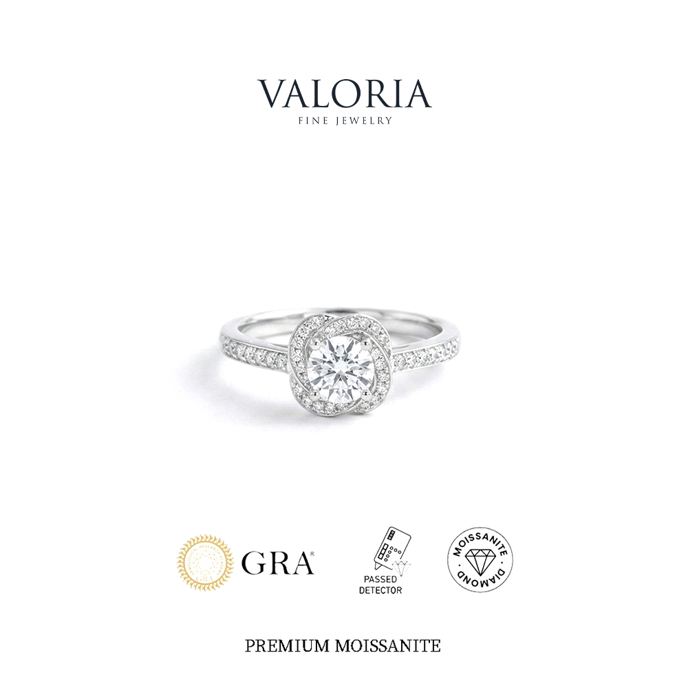 Valoria - moissanite cincin wanita sertifikat GRA silver925 lapis emas18K Ring 3