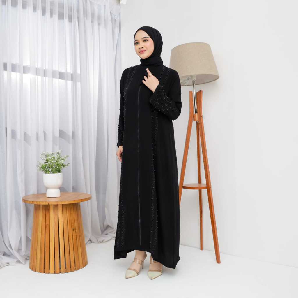 AbayaArabZipperMutiaraJettBlack