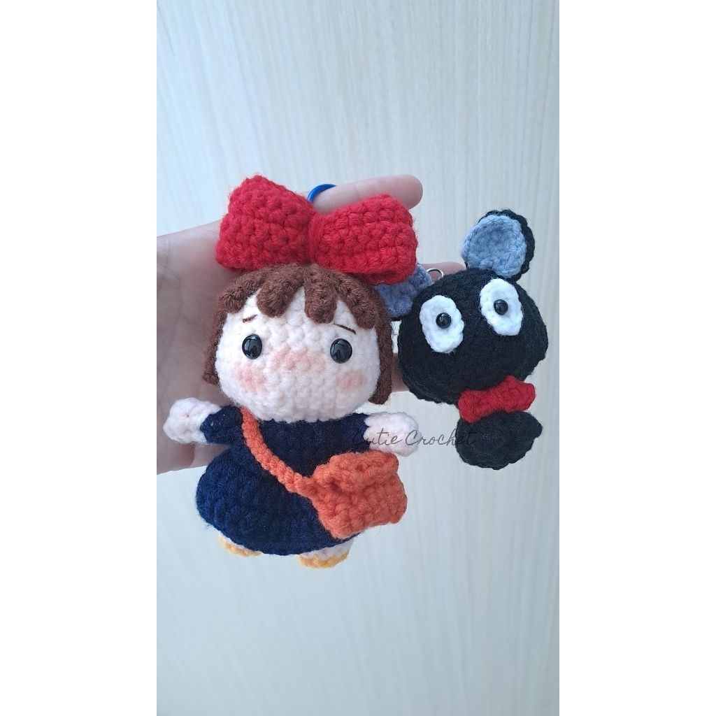 Kiki Delivery and Jiji Cat Crochet|Bagcharm Kiki and Jiji |Amigurumi|souvenir|Gantungan Kunci Gibli