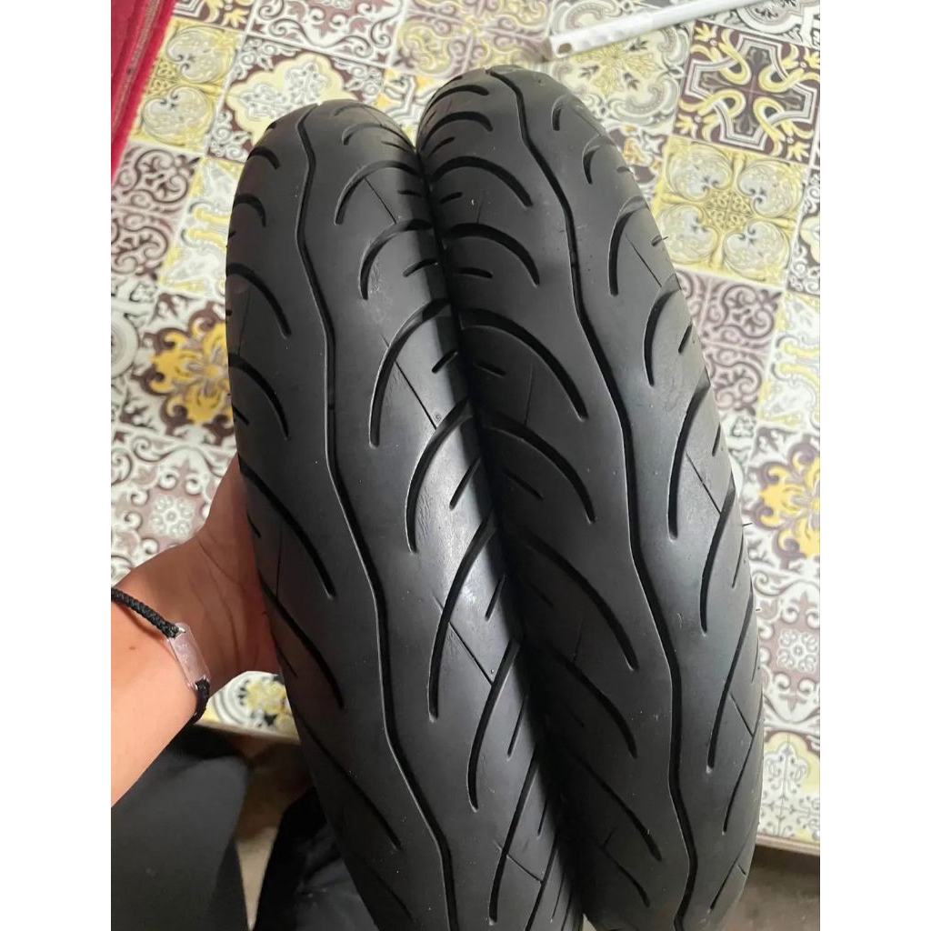 SEPASANG BAN SECOND RING 14 UKURAN 80/90-90/90 MERK PRESA TUBLES