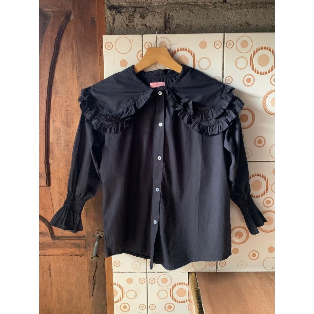 preloved blouse sailor ladyfemmes // atasan katun poplin hitam