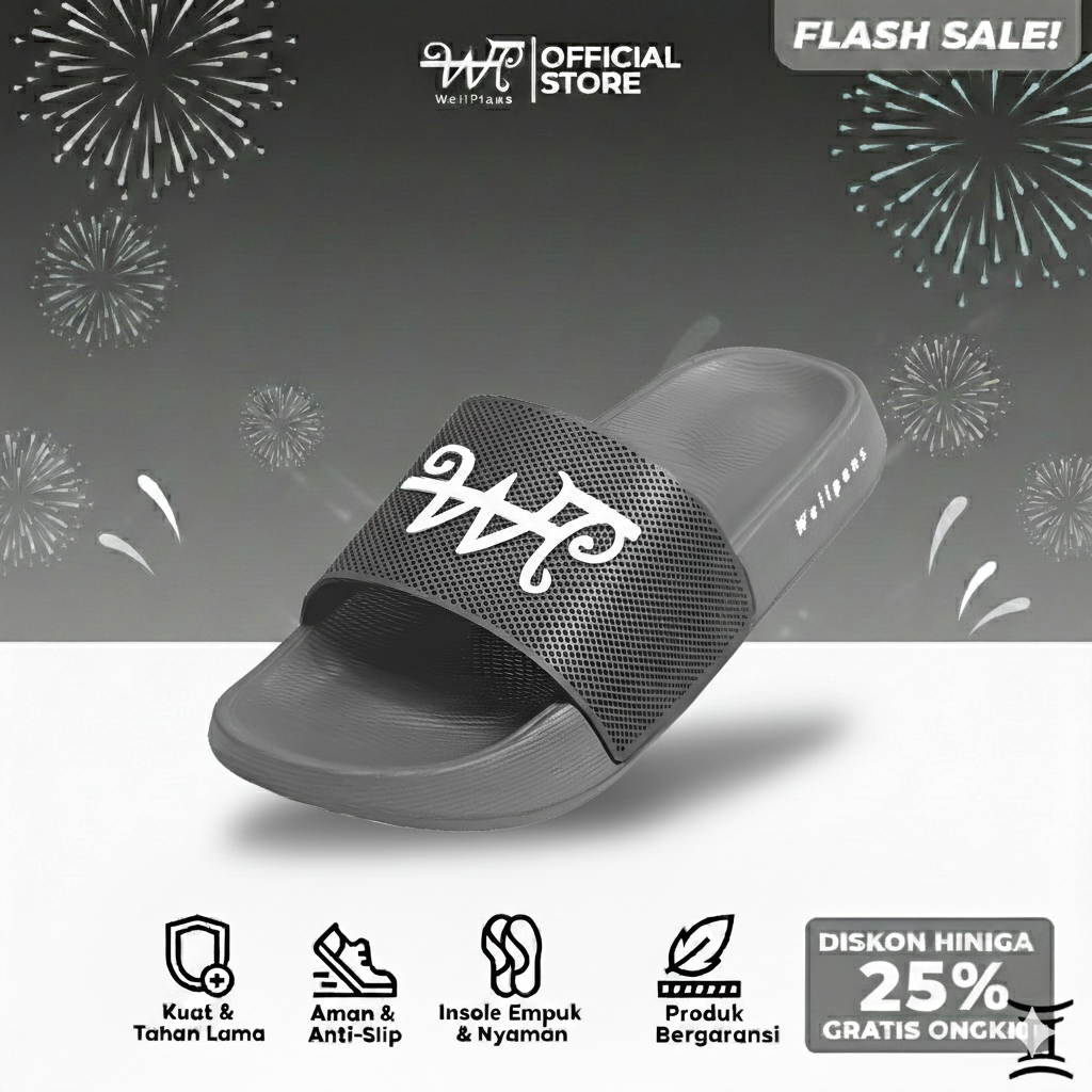 Wellplans - Sandal Slop Pria Karet Upper Lock Grey Unisex WPS-002