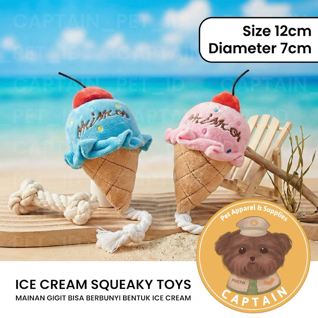 SQUEAKY TOYS MAINAN ANJING BENTUK ICE CREAM DOG TOYS LUCU BISA BERBUNYI BICHON POODLE CORGI POMERANI