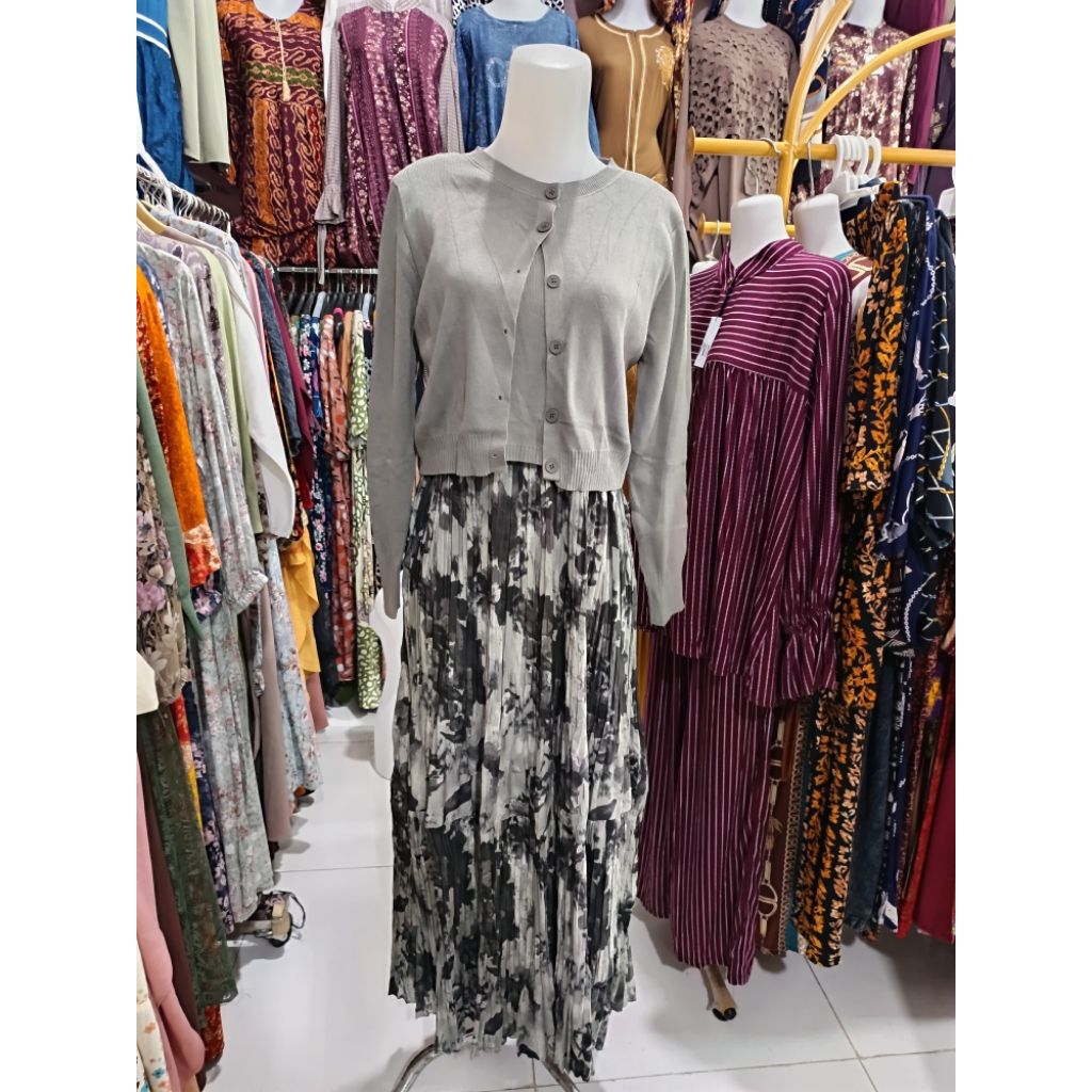 COD/Gamis rajut pliskit terbaru merek Zara woman