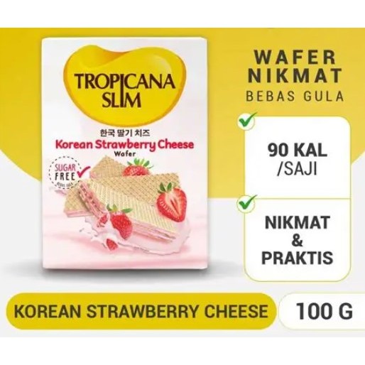 Tropicana Slim Wafer Korean Strawberry Cheese / Klepon / Ubi Ungu - Wafer Bebas Gula, 90 Kalori untu