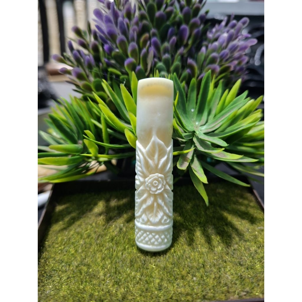 pipa once ukir bunga mawar premium, panjang 8 cm