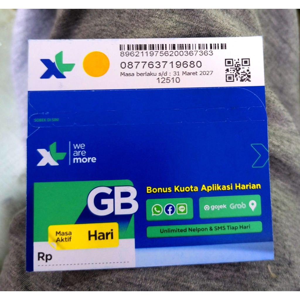 HARGA PROMO...KARTU PERDANA XL 3GB SEGEL NASIONAL EXP 15 JANUARI 2027