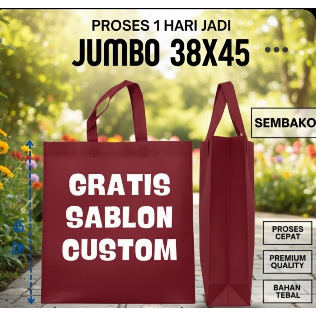 tas sablon / tas sponbond murah / tas custom sablon / sablon tas murah / tas jumbo murah