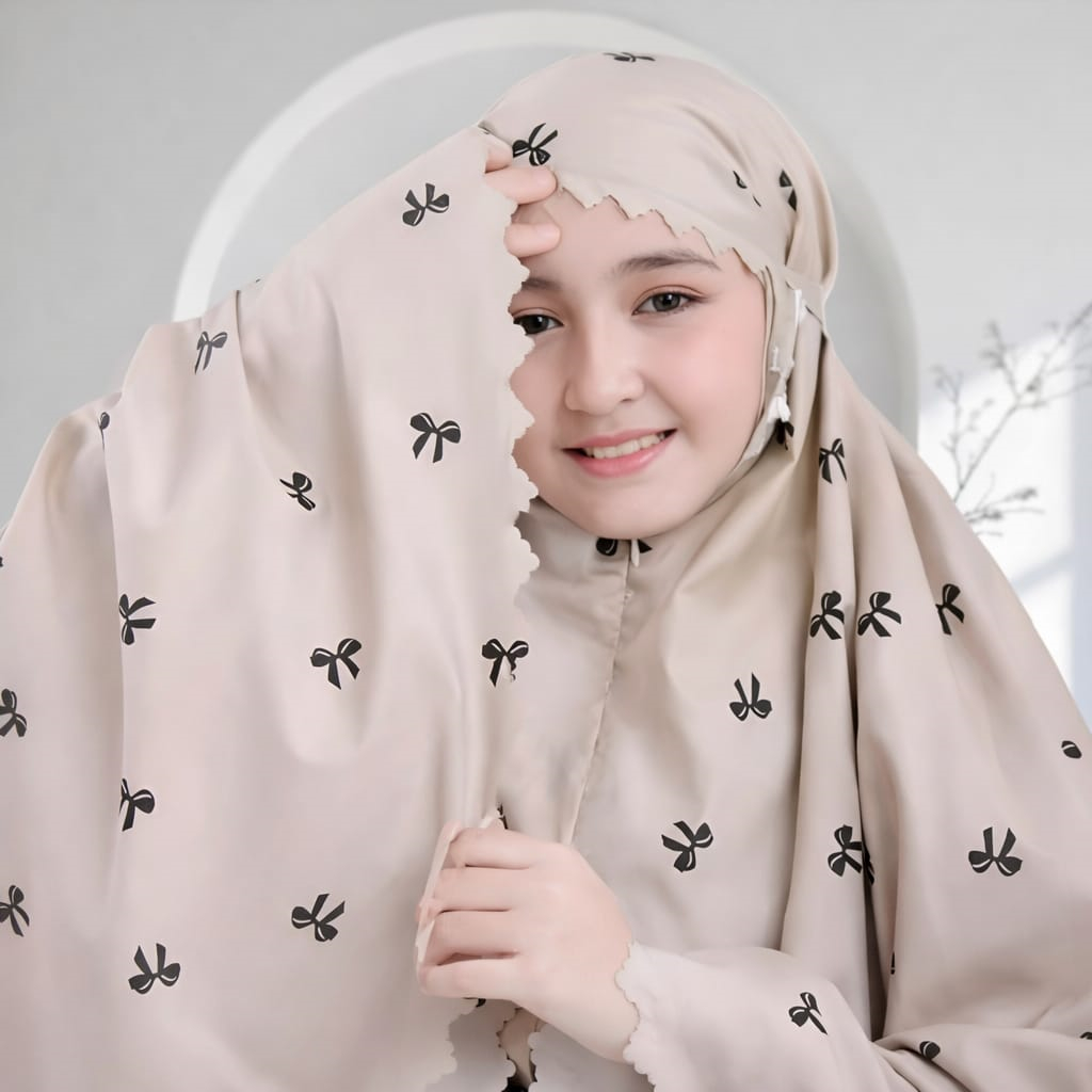 EDISI PUASA 2026 MUKENAH ANAK Motif Pita Terbaru Bahan Katun Rayon Premium Muat Usia 3-15 Tahun - CO
