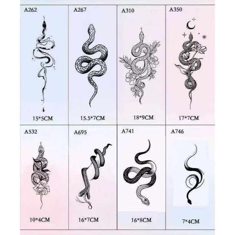 Tato Temporer Gambar Snake Anti Air tatto ular herbal tatto