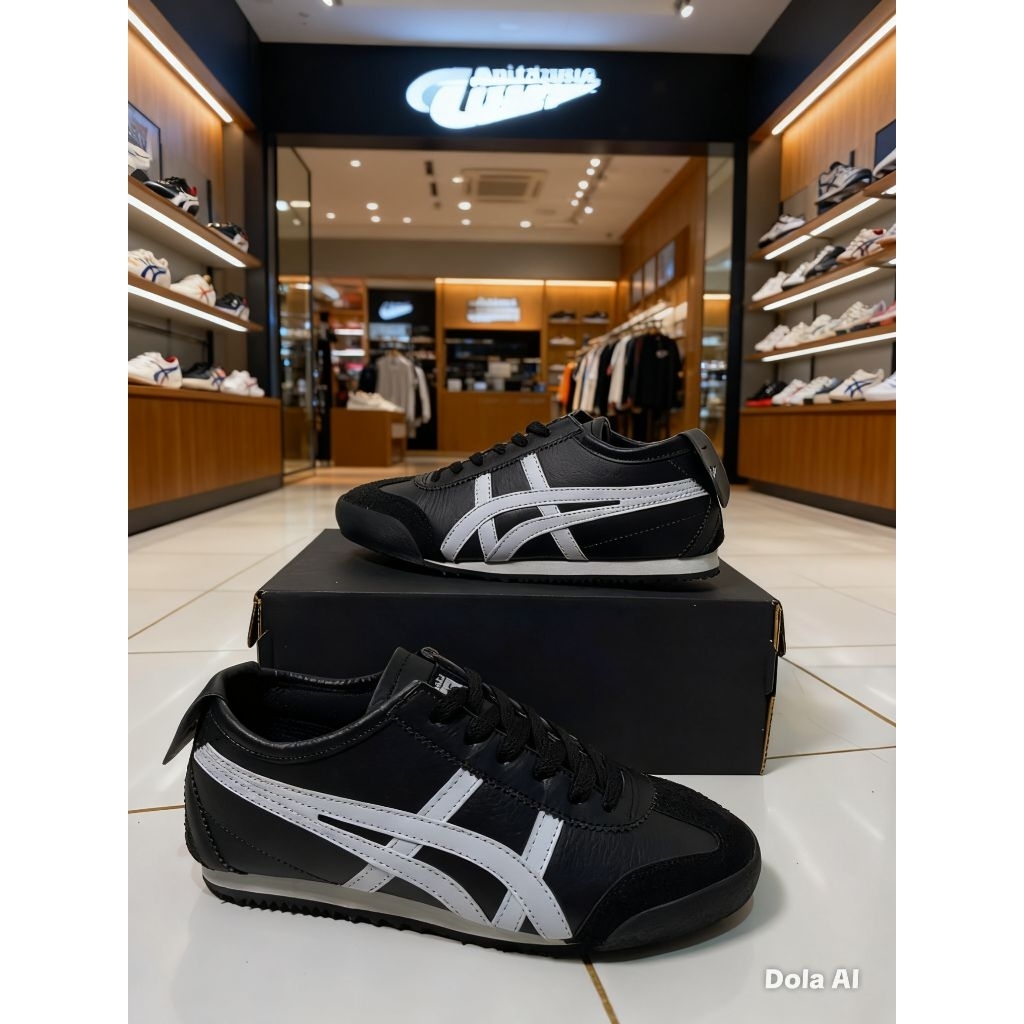 SEPATU ONITSUKA TIGER BLACK WHITE / SEPATU PRIA WANITA HITAM PUTIH