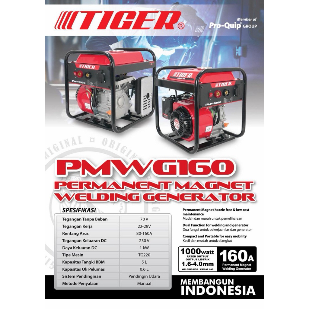 Tiger PMW G160 Mesin Genset Las 160 Ampere Permanent Magnet Welding Generator